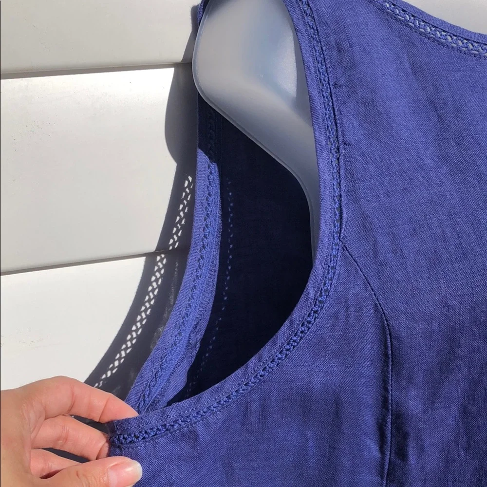 NWT Love Linen J. Jill Blue Sleeveless Casual Dress - Picture 7 of 15
